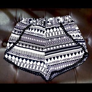 Black and White Tribal Shorts